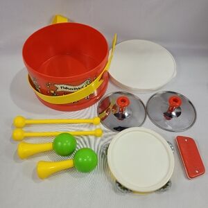 Fisher-Price Vintage 1979 Marching Band Set #921 Toy Instrument Drum